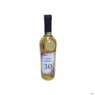 Darčekové biele víno s venovaním. "Všetko najlepšie 30"
